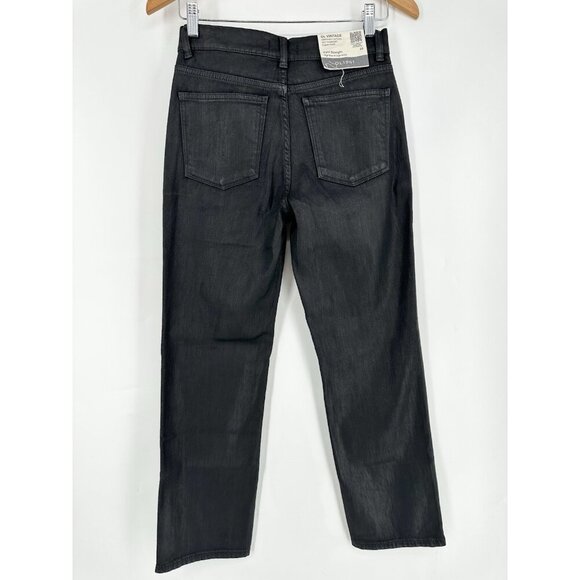 DL1961 Patti Ankle High Rise Straight Leg Jeans Black Coated 25 NWT - Picture 4 of 10